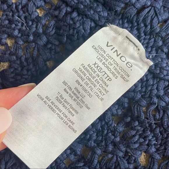 VINCE NAVY COTTON CROCHET SWEATER & TANK SET XXS/XS - Picture 10 of 15